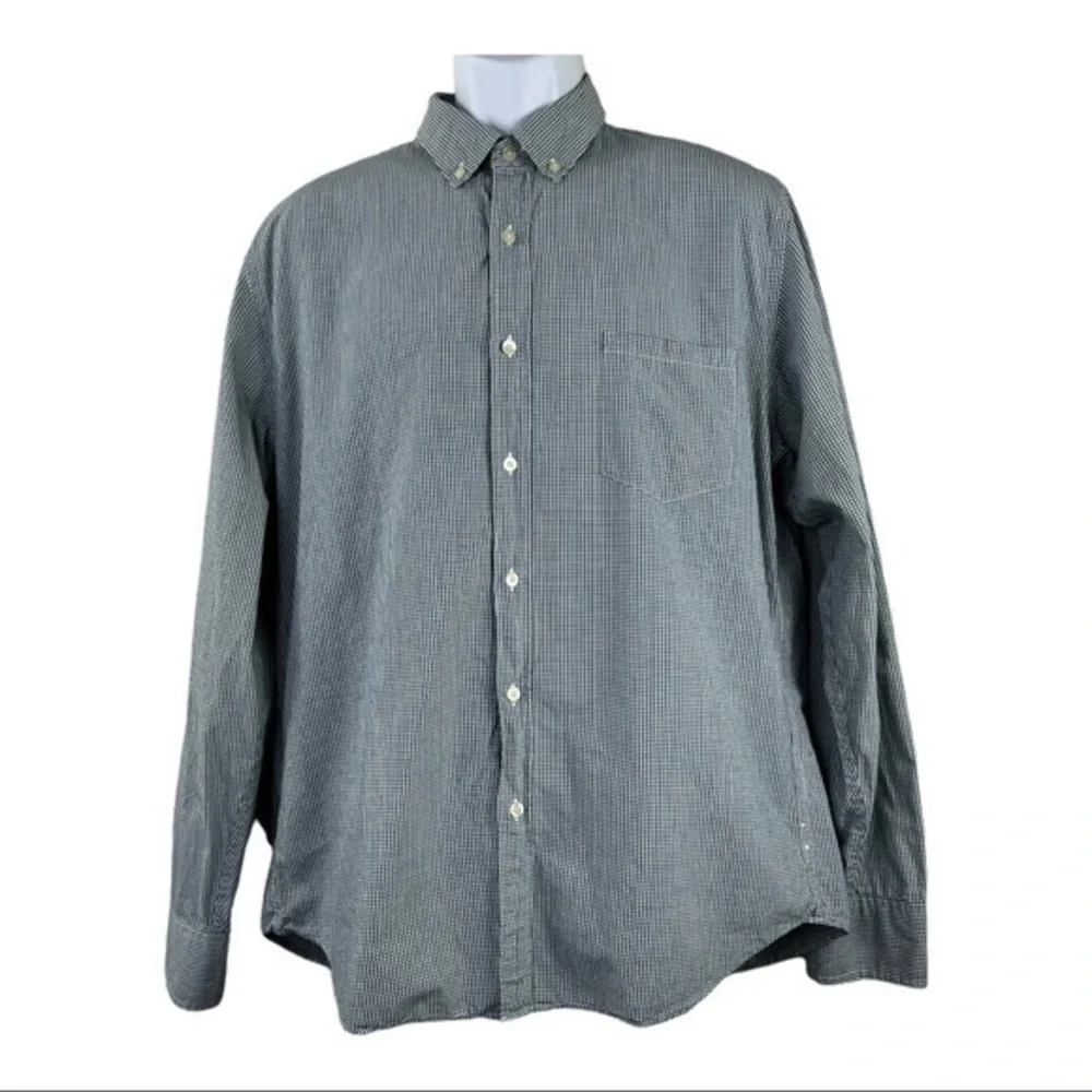 J.Crew Men Casual Shirt Buttons Down Blue plaid White Sz L